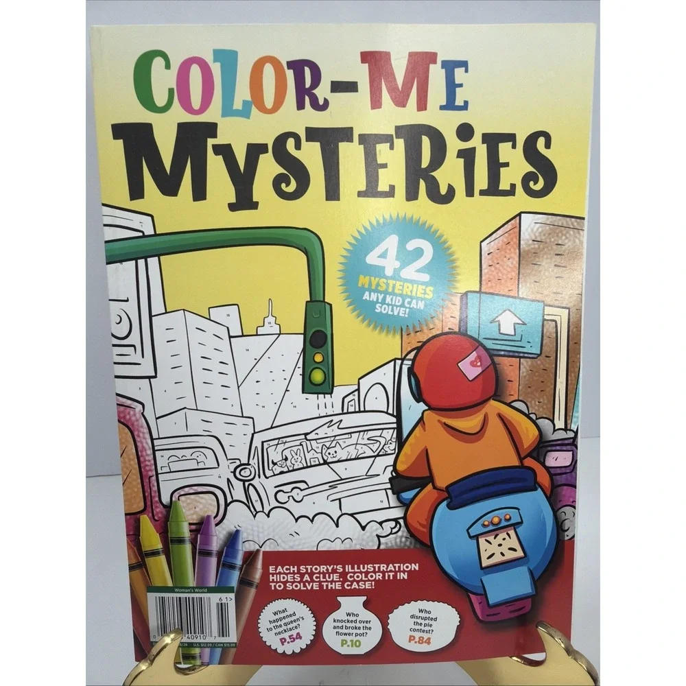 Color-Me Mysteries Coloring Book - 42 Mysteries Activities Any Kid Can Solve NEW